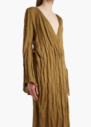 Khaite Rommi Dress In Golden Ochre | Thumbnail 4