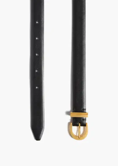 Khaite Luna Belt In Black Leather With Gold | Thumbnail 2