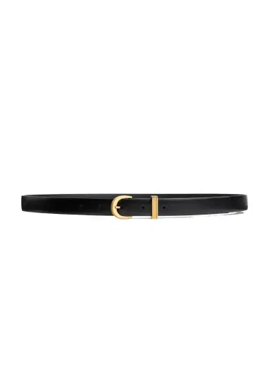 Khaite Luna Belt In Black Leather With Gold | Thumbnail 1