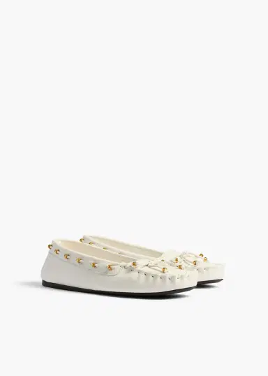 Khaite Milly Flat In Chalk Leather | Thumbnail 2
