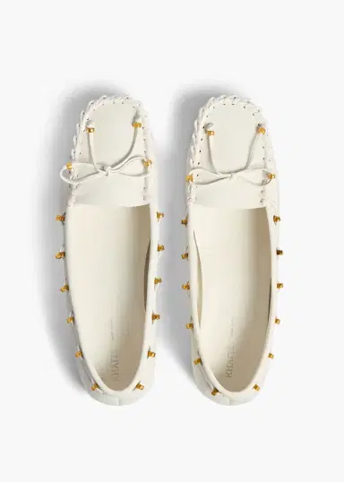 Khaite Milly Flat In Chalk Leather | Thumbnail 3