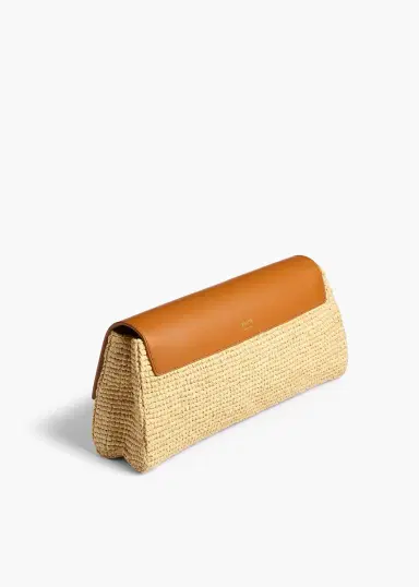 Khaite Audrey Clutch In Tan Leather And Natural Raffia | Thumbnail 2