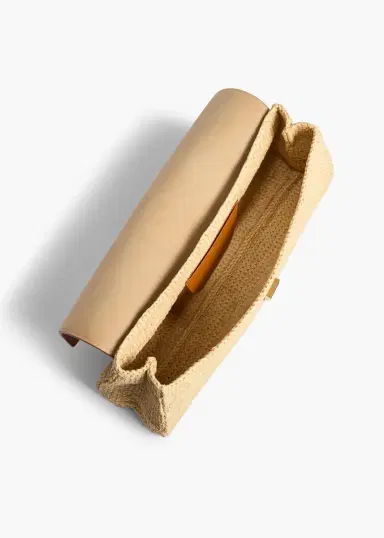 Khaite Audrey Clutch In Tan Leather And Natural Raffia | Thumbnail 3