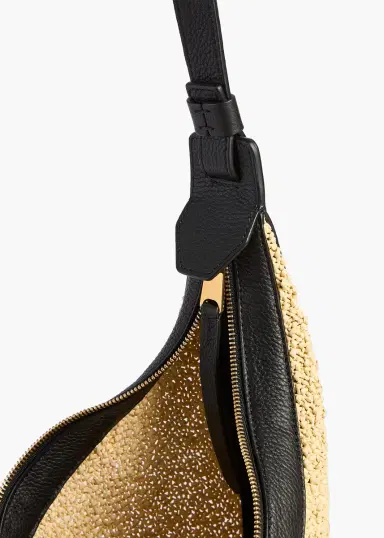 Khaite Small Augustina Crossbody Bag In Natural Raffia And Black Leather | Thumbnail 3 Khaite Small Augustina Crossbody Bag In Natural Raffia And Black Leather | Thumbnail 3