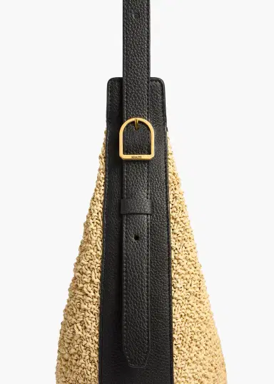 Khaite Small Augustina Crossbody Bag In Natural Raffia And Black Leather | Thumbnail 4 Khaite Small Augustina Crossbody Bag In Natural Raffia And Black Leather | Thumbnail 4