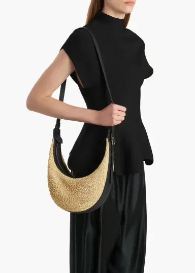 Khaite Small Augustina Crossbody Bag In Natural Raffia And Black Leather | Thumbnail 5 Khaite Small Augustina Crossbody Bag In Natural Raffia And Black Leather | Thumbnail 5