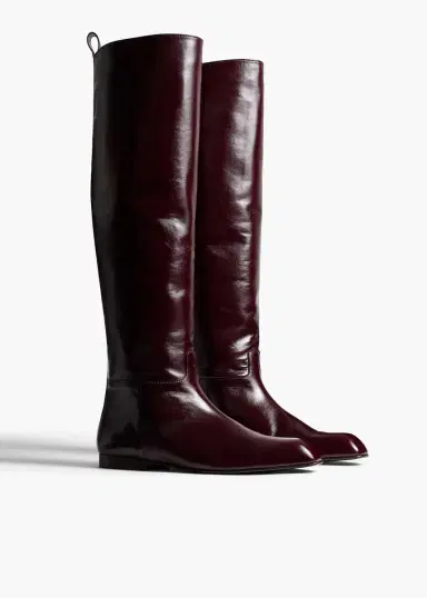 Khaite Colt Knee-High Boot In Bordeaux Glazed Leather | Thumbnail 2
