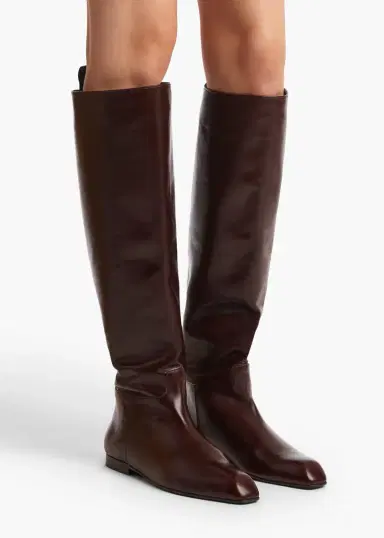Khaite Colt Knee-High Boot In Bordeaux Glazed Leather | Thumbnail 4