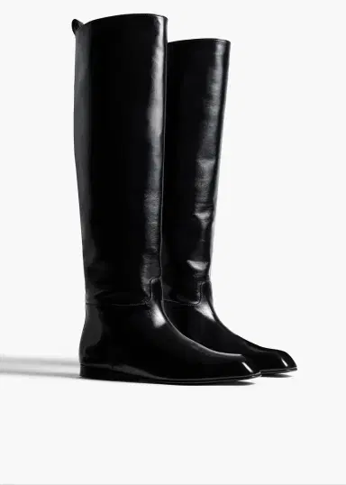 Khaite Colt Knee-High Boot In Black Glazed Leather | Thumbnail 2 Khaite Colt Knee-High Boot In Black Glazed Leather | Thumbnail 2