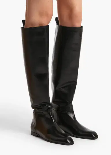 Khaite Colt Knee-High Boot In Black Glazed Leather | Thumbnail 4 Khaite Colt Knee-High Boot In Black Glazed Leather | Thumbnail 4