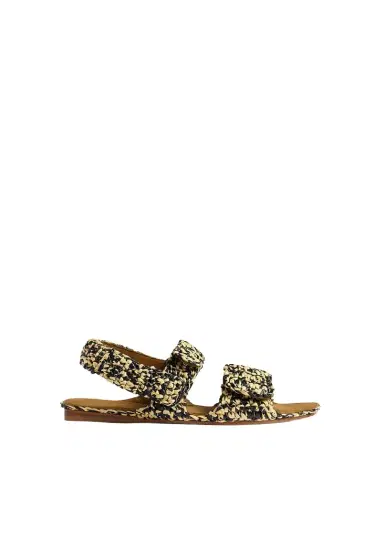 Khaite Boden Sandal In Black And White Raffia | Thumbnail 1 Khaite Boden Sandal In Black And White Raffia | Thumbnail 1