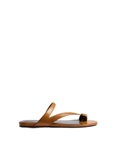 Khaite Aimee Flat Sandal In Cuoio Leather | Thumbnail 1 Khaite Aimee Flat Sandal In Cuoio Leather | Thumbnail 1