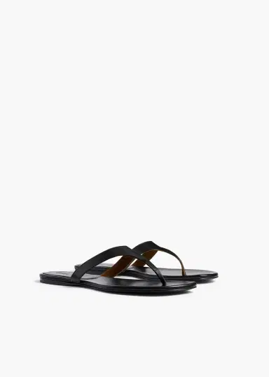 Khaite Archer Flat Sandal In Black Leather | Thumbnail 2 Khaite Archer Flat Sandal In Black Leather | Thumbnail 2