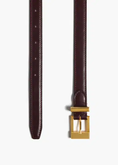 Khaite Manhattan Belt In Bordeaux Leather With Gold | Thumbnail 2