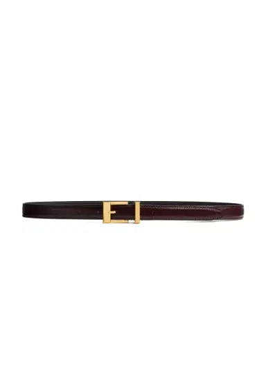 Khaite Manhattan Belt In Bordeaux Leather With Gold | Thumbnail 1