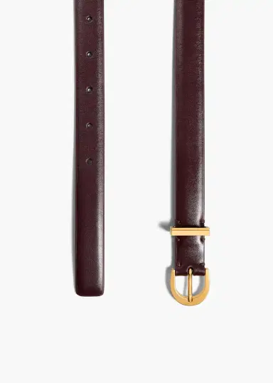 Khaite Luna Belt In Bordeaux Leather With Gold | Thumbnail 2