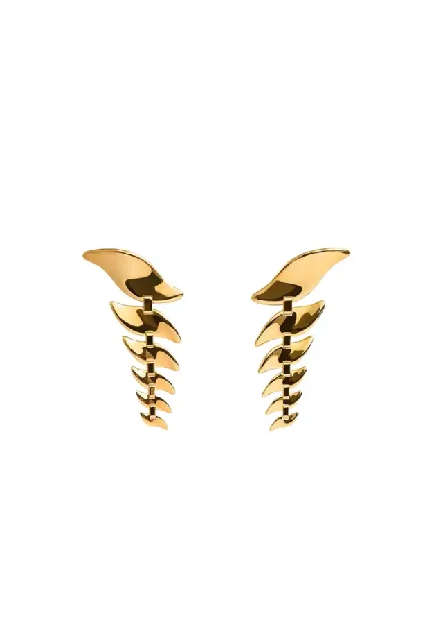 Khaite Leaf Cascading Earrings In Gold