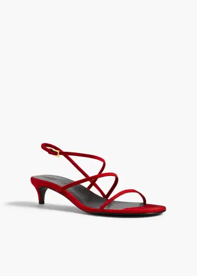 Khaite Loop Kitten Heel Sandal In Lipstick Suede | Thumbnail 2