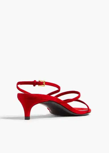 Khaite Loop Kitten Heel Sandal In Lipstick Suede | Thumbnail 4