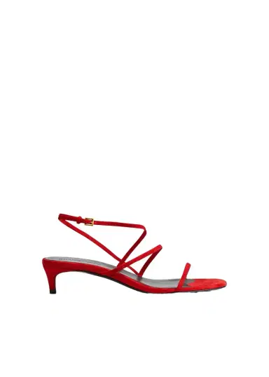Khaite Loop Kitten Heel Sandal In Lipstick Suede | Thumbnail 1