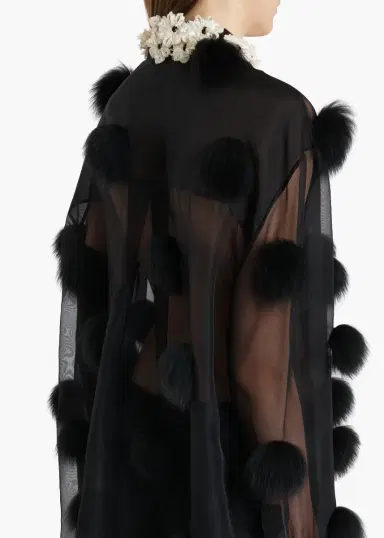 Khaite Naomi Top In Black With Fur Dot Embroidery | Thumbnail 6