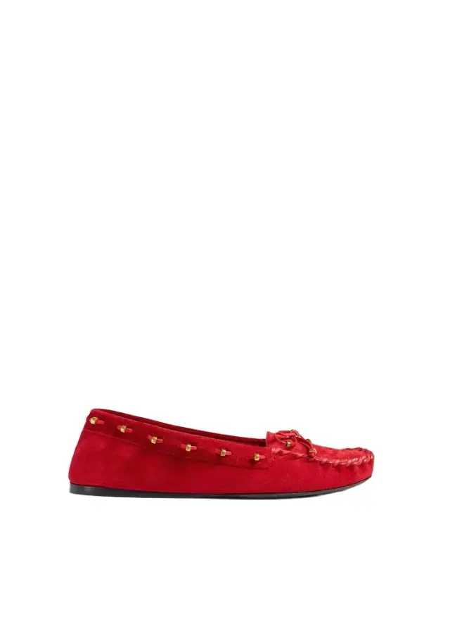 Khaite Milly Flat In Lipstick Suede