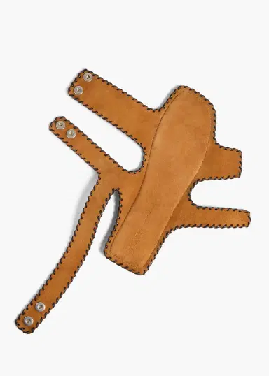 Khaite Boden Sandal In Caramel Suede With Whip Stitch | Thumbnail 4