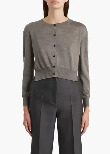 Khaite Nadyne Cardigan In Sterling | Thumbnail 3 Khaite Nadyne Cardigan In Sterling | Thumbnail 3