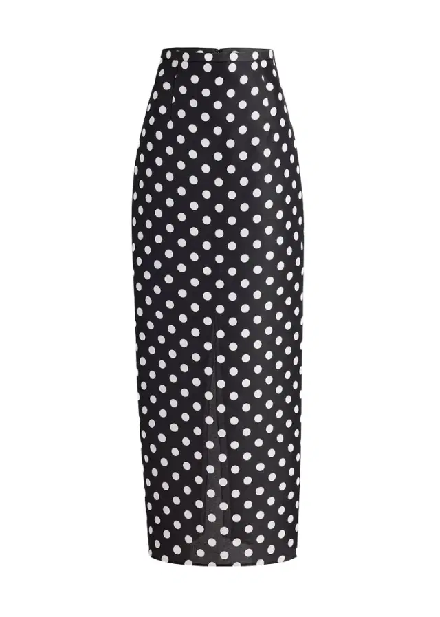 Khaite Winton Skirt In Black With White Dots