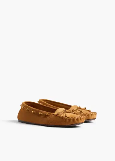 Khaite Milly Flat In Caramel Suede | Thumbnail 2