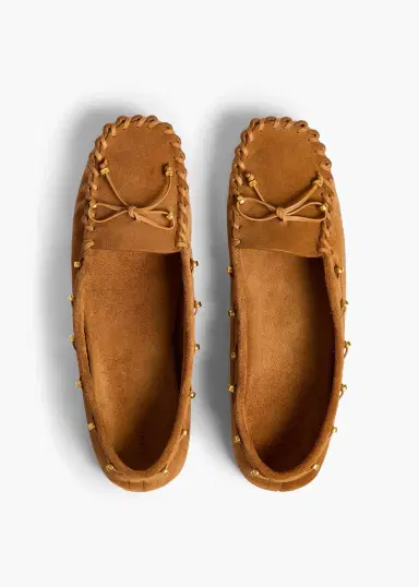 Khaite Milly Flat In Caramel Suede | Thumbnail 3