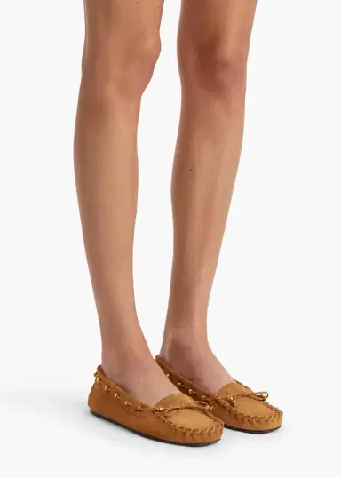Khaite Milly Flat In Caramel Suede | Thumbnail 4