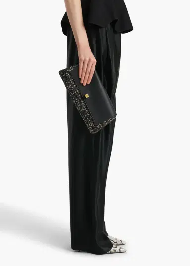 Khaite Audrey Clutch In Black And White Marled Raffia | Thumbnail 5 Khaite Audrey Clutch In Black And White Marled Raffia | Thumbnail 5