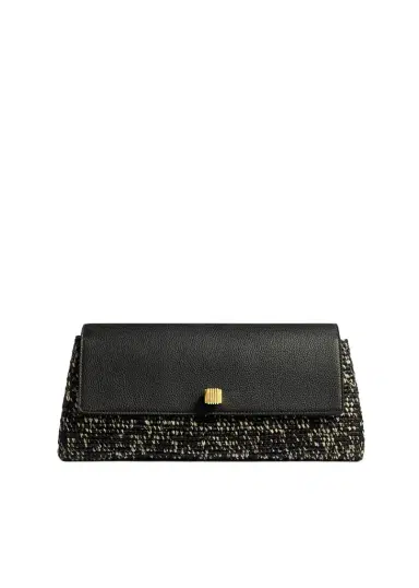 Khaite Audrey Clutch In Black And White Marled Raffia | Thumbnail 1 Khaite Audrey Clutch In Black And White Marled Raffia | Thumbnail 1