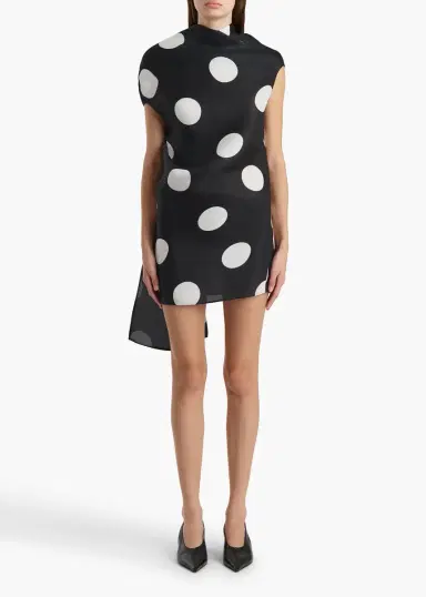 Khaite Tatia Dress In Black With White Large Dots | Thumbnail 2 Khaite Tatia Dress In Black With White Large Dots | Thumbnail 2