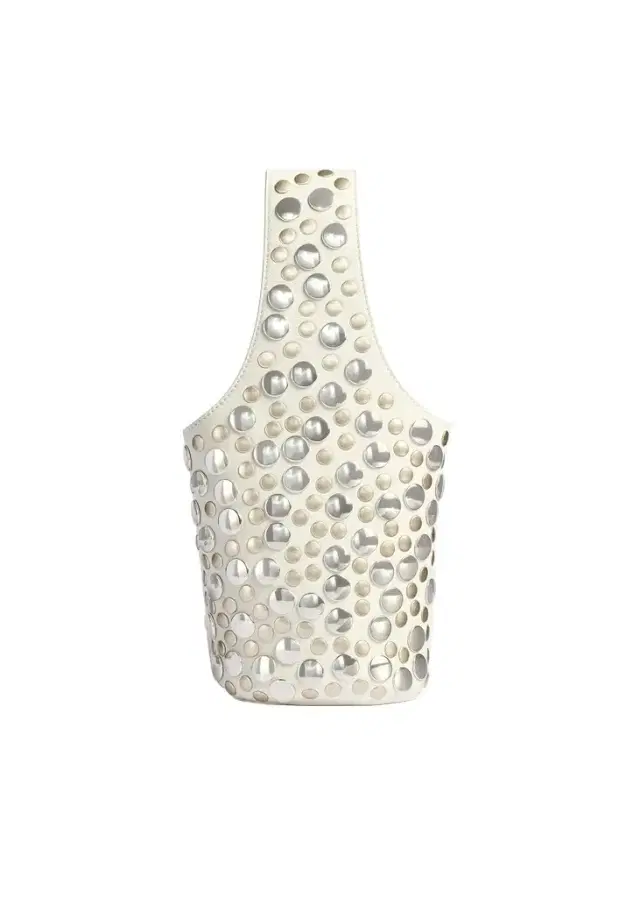 Khaite Livia Bag In Optic White Leather With Silver Studs