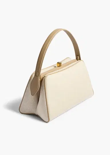 Khaite Cate Bag In Toffee Leather And Natural Canvas | Thumbnail 2 Khaite Cate Bag In Toffee Leather And Natural Canvas | Thumbnail 2