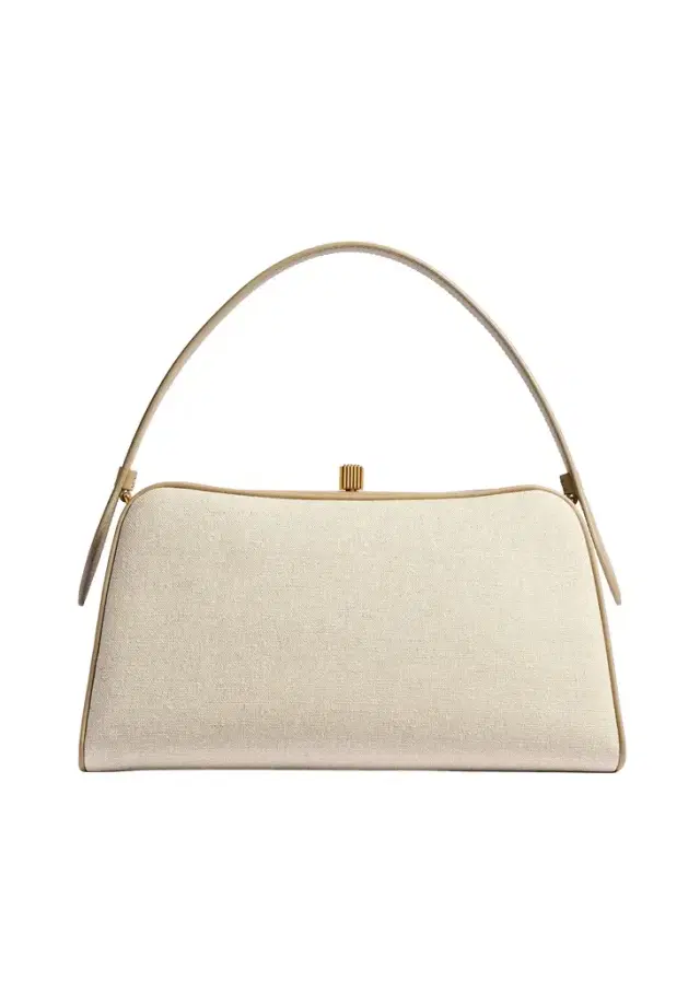 Khaite Cate Bag In Toffee Leather And Natural Canvas
