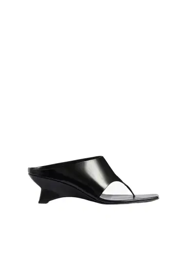 Khaite Marlow Mule In Black Glazed Leather | Thumbnail 1 Khaite Marlow Mule In Black Glazed Leather | Thumbnail 1