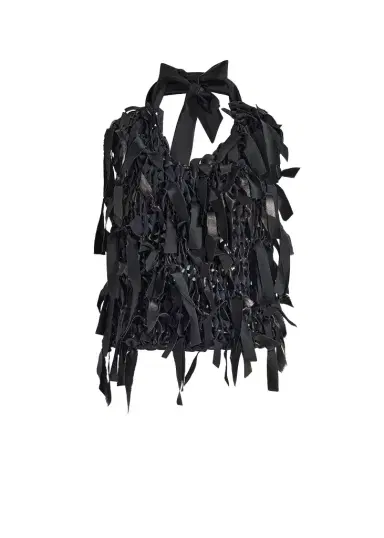 Khaite Tevis Top In Black Leather | Thumbnail 1