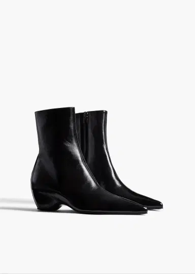Khaite Sybil Ankle Boot In Black Glazed Leather | Thumbnail 2