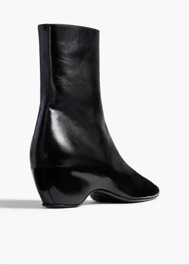 Khaite Sybil Ankle Boot In Black Glazed Leather | Thumbnail 3