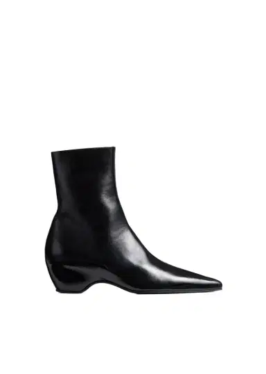 Khaite Sybil Ankle Boot In Black Glazed Leather | Thumbnail 1