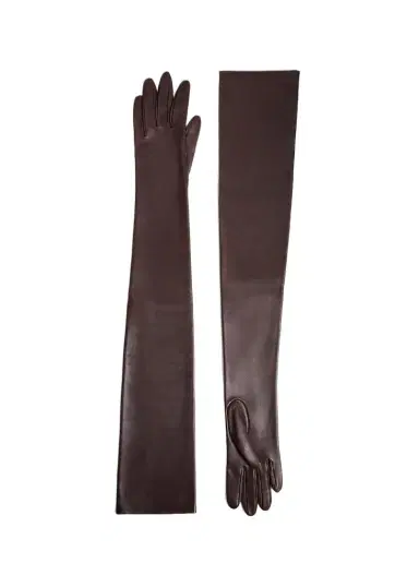 Khaite Remo Long Gloves In Brown Leather | Thumbnail 1 Khaite Remo Long Gloves In Brown Leather | Thumbnail 1
