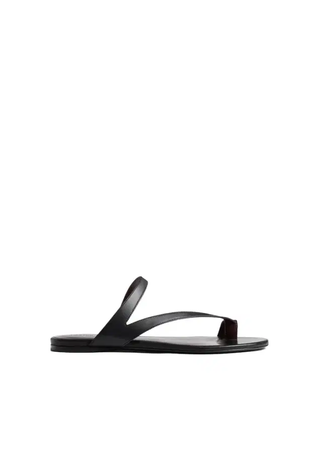 Khaite Aimee Flat Sandal In Black Leather