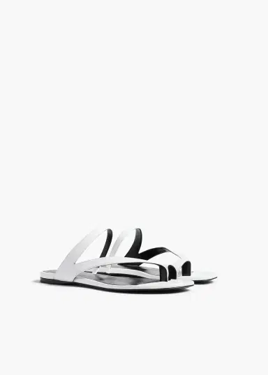 Khaite Aimee Flat Sandal In Optic White Leather | Thumbnail 2 Khaite Aimee Flat Sandal In Optic White Leather | Thumbnail 2