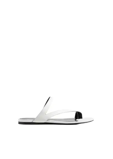 Khaite Aimee Flat Sandal In Optic White Leather | Thumbnail 1 Khaite Aimee Flat Sandal In Optic White Leather | Thumbnail 1