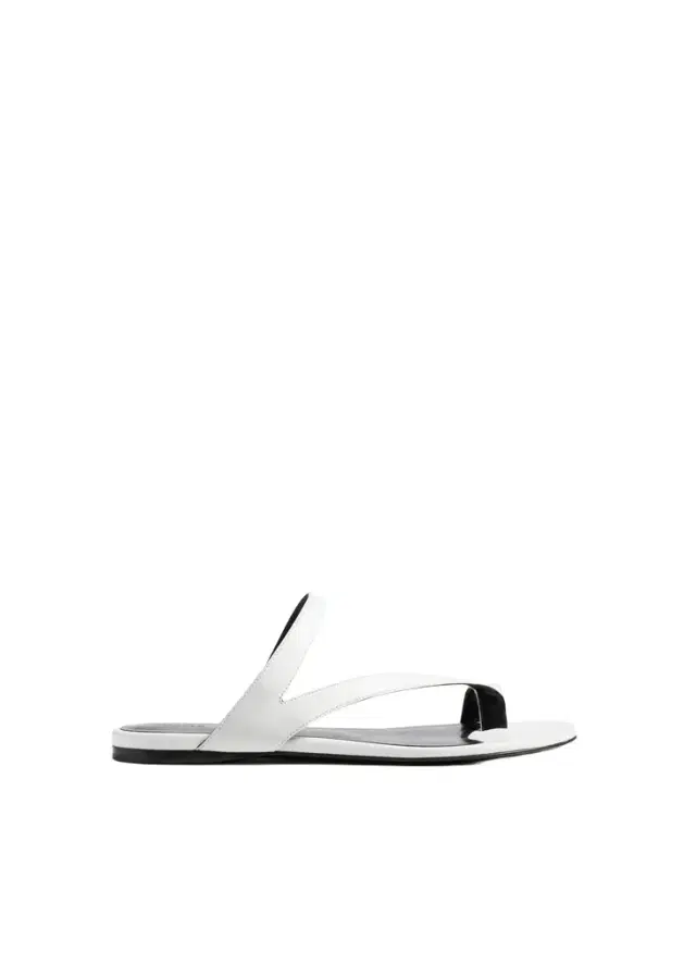 Khaite Aimee Flat Sandal In Optic White Leather