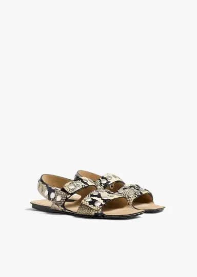 Khaite Boden Sandal In Natural Python-Embossed Leather With Silver Studs | Thumbnail 2