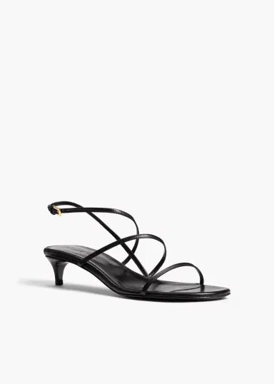 Khaite Loop Kitten Heel Sandal In Black Leather | Thumbnail 2